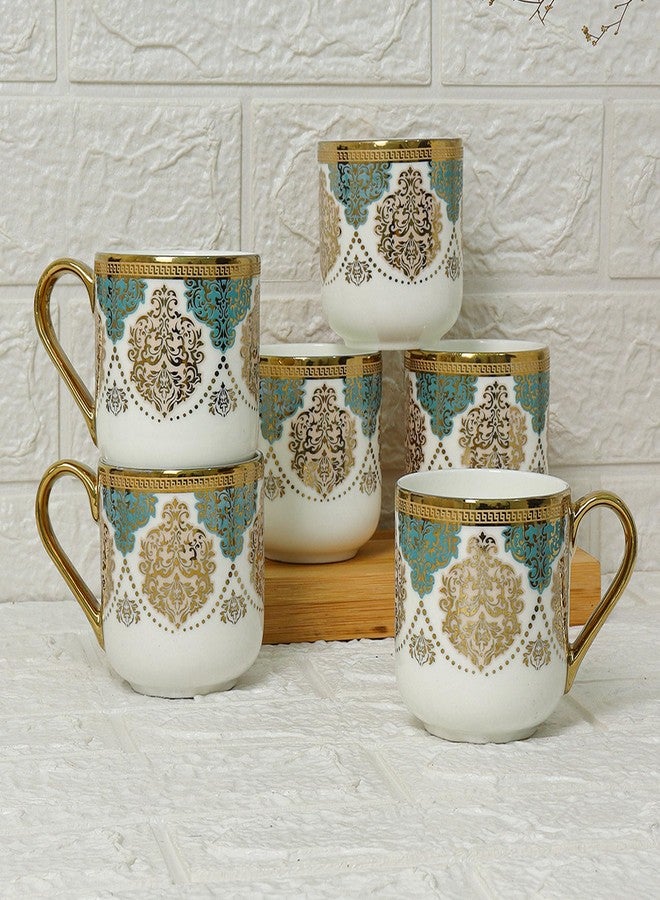 Femora Premium Ceramic Royal Crowned Coffee & Tea Cup | Finest Premium for Tea/Coffee/Hot Drinks | Set of 6 | Capacity- 180 ML | (Not Microwave Safe) - Image 4